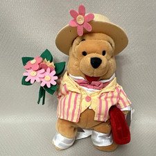 Vintage Disney Winnie the Pooh Plush Hat Striped Jacket Flowers 2001