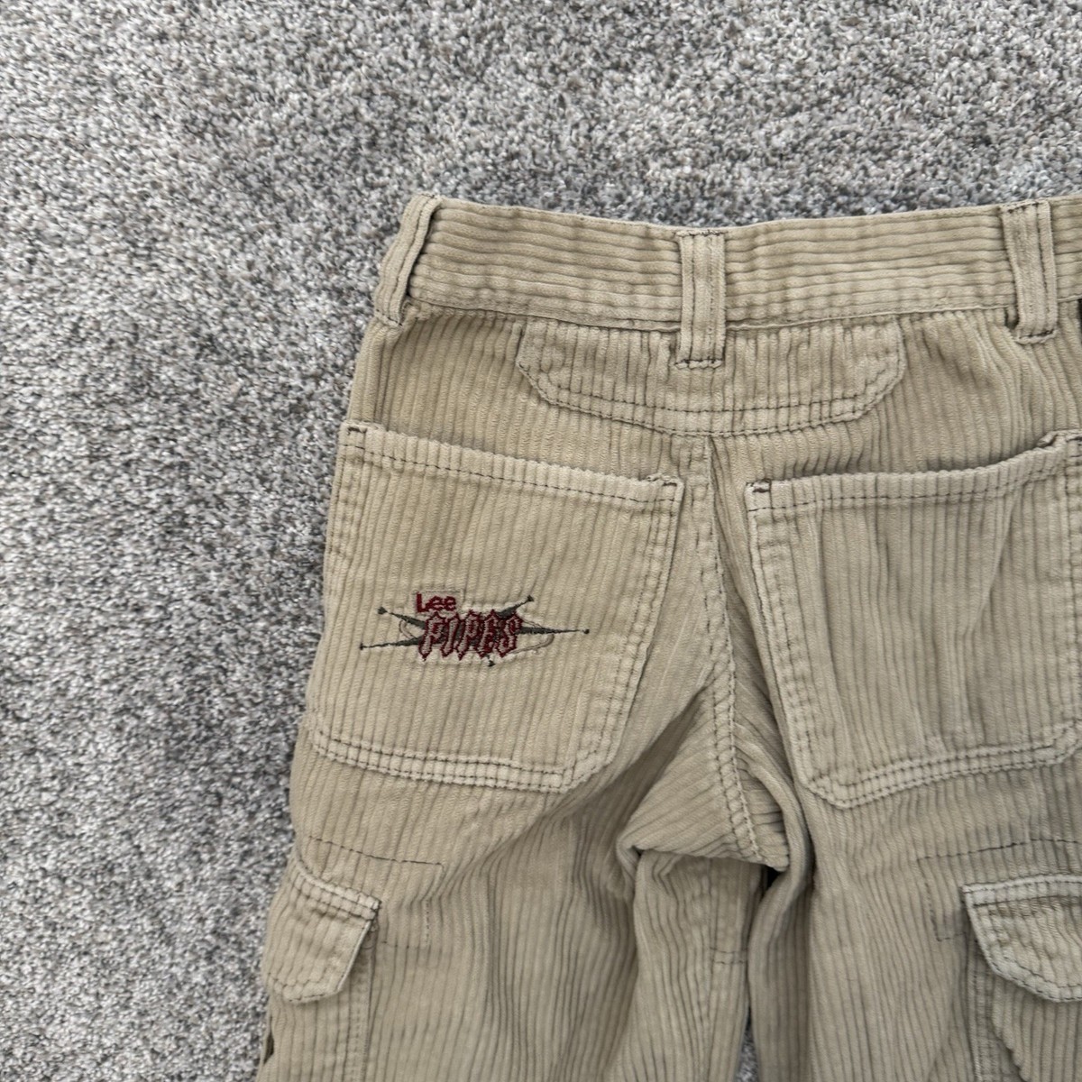 Vintage Y2K Lee Pipes Corduroy Pants Boys 8R Cargo Skater Utility