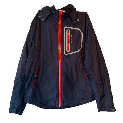 Land Rover Full Zip Softshell Jacket Unisex Small Blue RARE Tuck Away Hood NWT