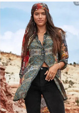 Johnny Was Mumbai Della Silk Tunic Long Sleeve Sz XL NWT