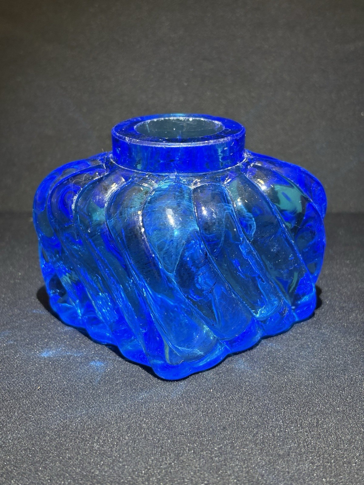 Vintage Blue Glass Inkwell? Vase? Reed Diffuser? Vase.