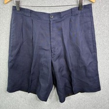 Vintage 70s 80s Gucci Shorts Mens 50 Blue Linen Pleated Pockets Made In Italy