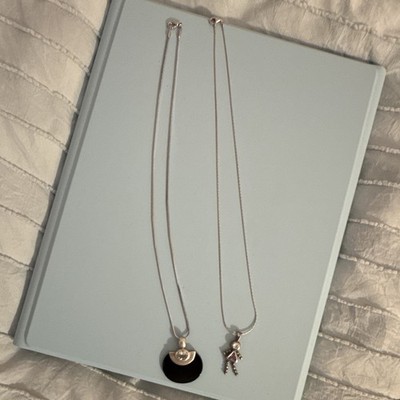 Rose Gold Tone Snake Chain Necklace Round Bezel Clear CZ Charm Pendants