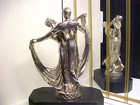 Rare Art Deco 1930's Man & Woman Dancing Couple Silver Metal Statue or Trophy