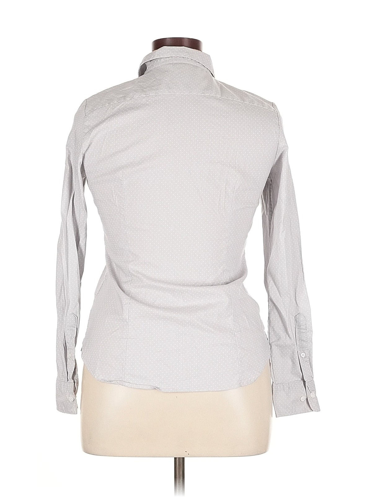 H&M Women Gray Long Sleeve Button-Down Shirt 14 thumbnail 2