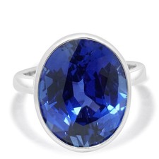 Platinum Bezel Set Oval Sapphire Solitaire Ring