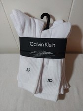Calvin Klein Men  s Cushion Crew Socks 5 Pair Pack US 7  12 White