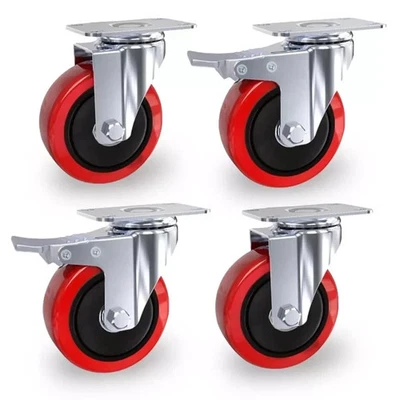CASPERI 4 x Heavy Duty 100mm 700KG Rubber Swivel Castor Wheels Trolley Furniture Caster