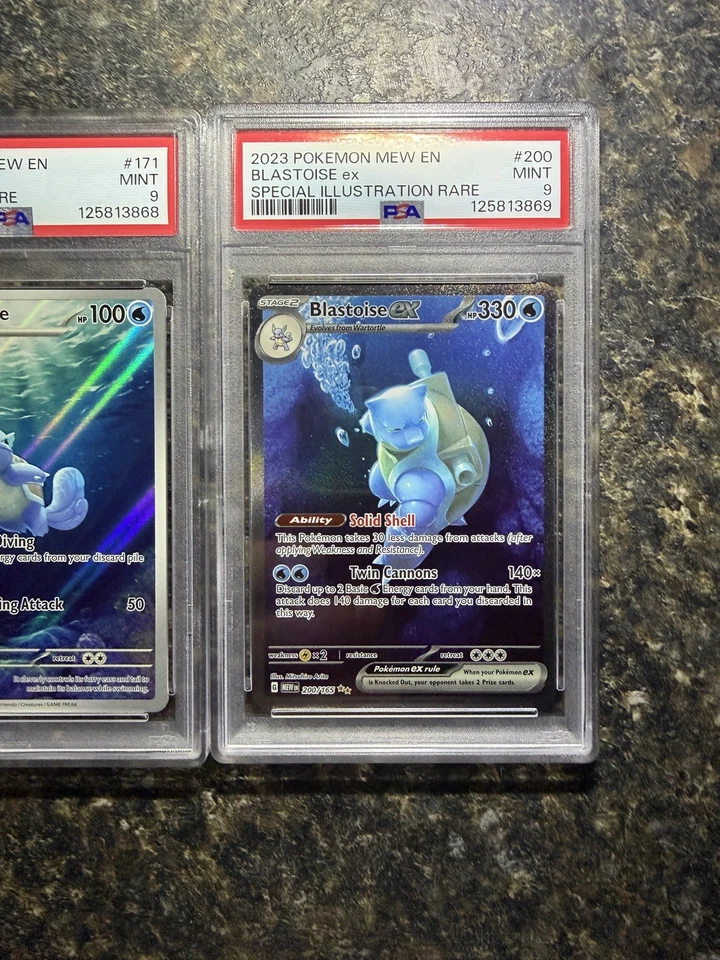 BLASTOISE EX 200 SQUIRTLE 170 WARTORTLE 171 POKEMON MEW 151 SEQUENTIAL PSA 9 SET - Image 4 of 4