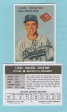 1954 Wilson Franks Reprint Carl  Erskine - Brooklyn  Dodgers  Box 742
