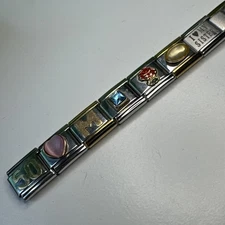 Italian Modular Charm Bracelet 19 Links love family Theme 18k gold & Stainless