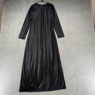 Banana Republic Dress Womens L Black Silk Satin Maxi Long Sleeve Minimalist
