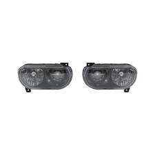 Headlights Fit For Dodge Challenger 2008-2014 Black Left Right Halogen Lamp Set