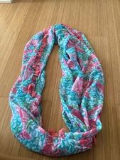 Lilly Pulitzer Loop Infinity Scarf 100% Rayon  With Tassels Pre-owned 