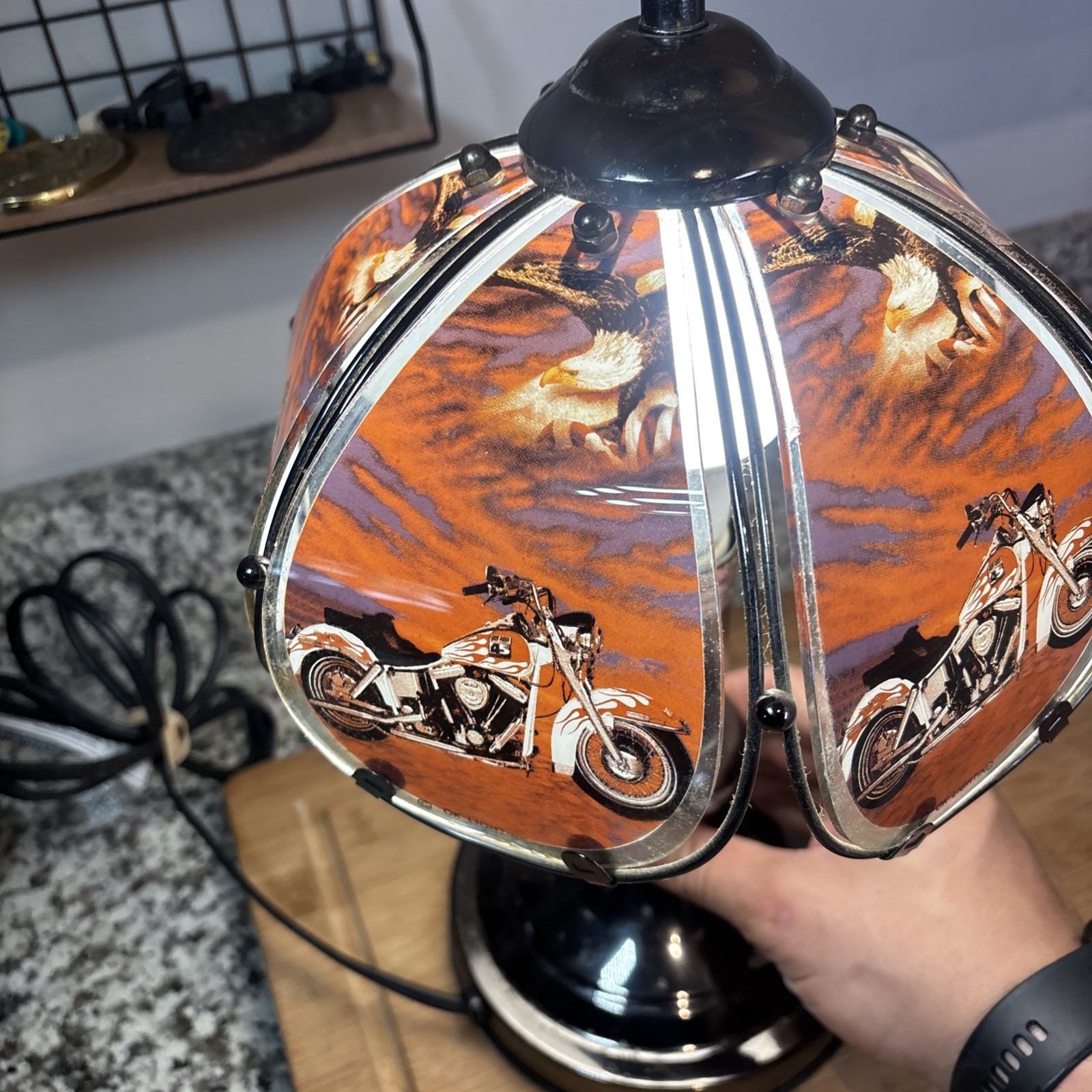 Vtg Ok Lighting Motorcycle Red *TOUCH NOT WORKING  light desk lamp