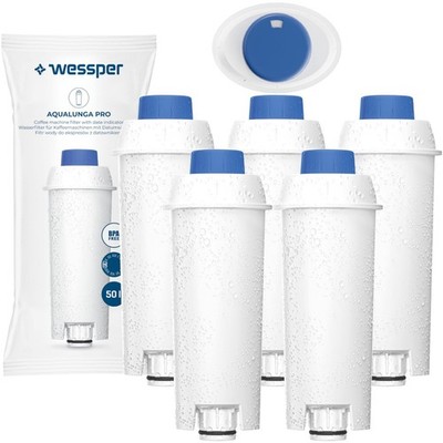 Wasserfilter für Delonghi Kaffeemaschine Wessper AQUALUNGA PRO Datumsanzeige 5x