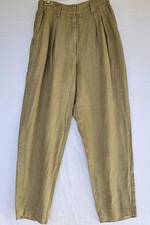 VTG Liz Claiborne Pants Womens 10 Tan Linen High Waist Pleated Tapered 90s READ 