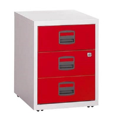 BISLEY Home Rollcontainer lichtgrau, kardinalrot 3 Auszüge 41,3 x 40,0 x 52,8 cm