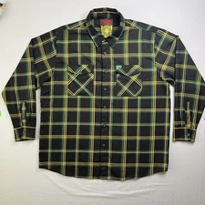 Dixxon Flannel Shirt Men 3X-Large The Smokey Black Yellow Plaid Button Down LS