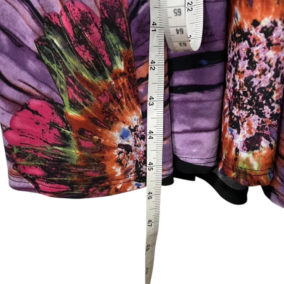 Marc Bouwer Unlimited 3X Plus Size Black and Purple Floral Fit & Flare Dress - Image 3 of 4