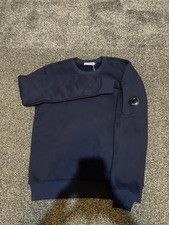 CP Company Men's Navy Blue Crew Neck Jumper Size Medium