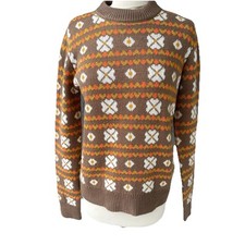 Brixton Women s Alta Sweater Brown Twig Sz Small Jacquard Knit MSRP 89