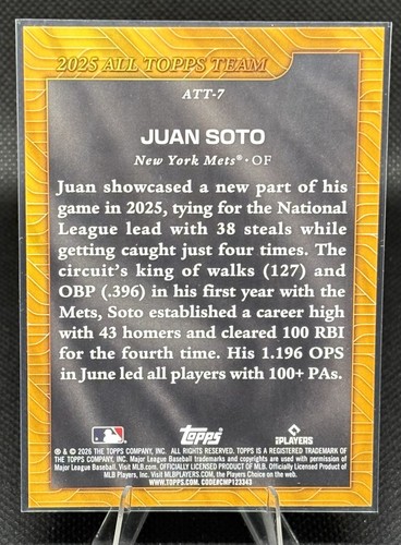 2026 Topps Series 1 Juan Soto 2025 All Topps Team Mets ATT-7 - Bild 2 von 2