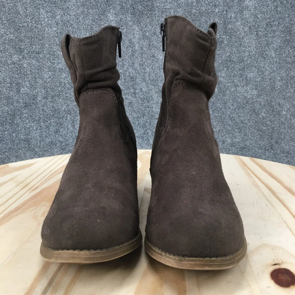 Maurices Boots Womens 6 M Ria Ankle Booties Brown Suede Side Zip Block Heels - Изображение 4 из 4