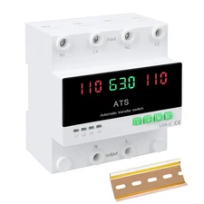 63A 110V Automatic/Manual Transfer Switch, Dual Power Selector with LED Display,