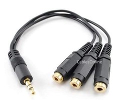 CablesOnline 3.5mm 1/8" TRS Male Plug to 3X Female Stereo Audio Splitter, ...