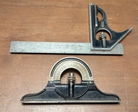 Vintage Starrett USA 12" Combination Square Set w/ Protractor Starrett 490 USA