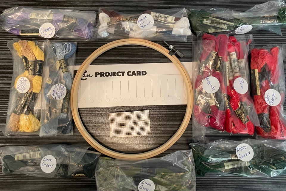 CHRISTMAS GARLAND TABLECLOTH Stamped (52 X 70 in) w/all Floss, Hoop - Bucilla - Image 2 of 4