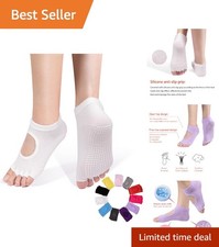 Stylish Open Toe Pilates Socks with Grips for Women - Comfort  Stability