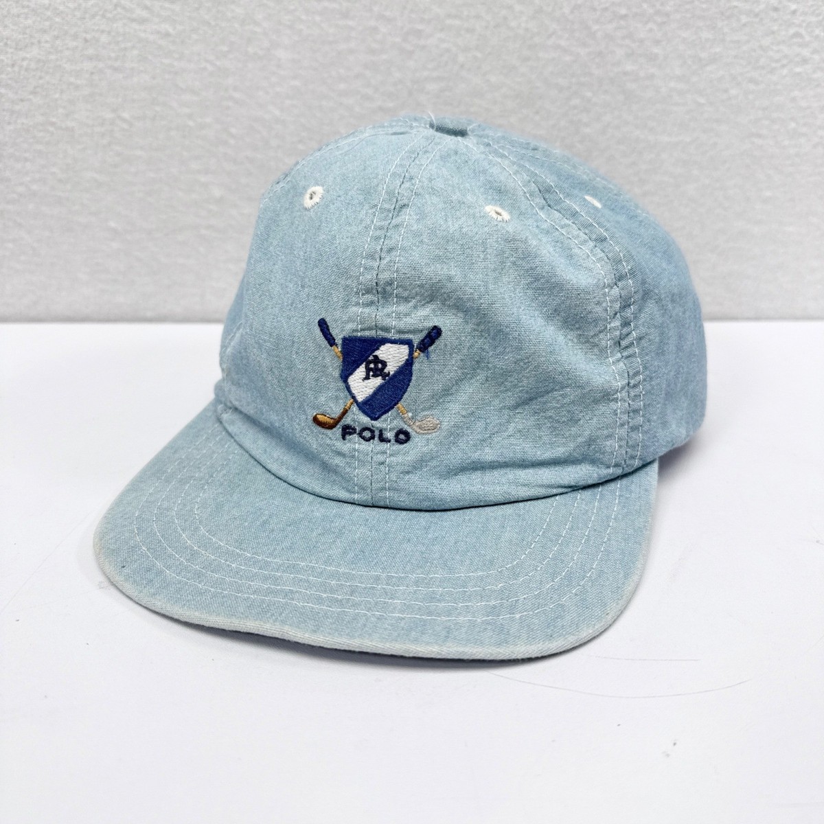 Vintage Polo Ralph Lauren Hat Blue Golf Crest Baseball Cap Retro