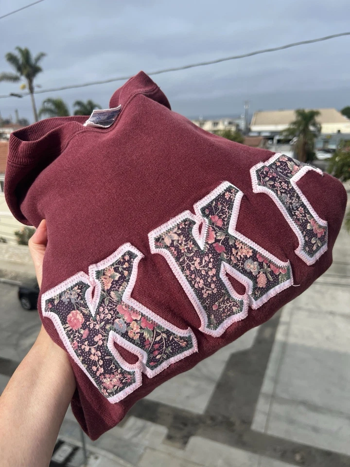 Sudadera floral vintage años 80 Champion granate tejido inverso Kappa Kappa Gamma L Foto 2 de 4