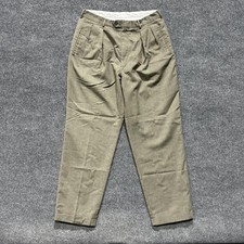 Chaps Ralph Lauren Dress Pants Mens 33x30 Green Pleated Cuffed Trousers Classic