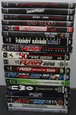 Lot of WWE DVDs Raw Smackdown NWO Wrestlemania Stone Cold Mysterio Savage Lesnar