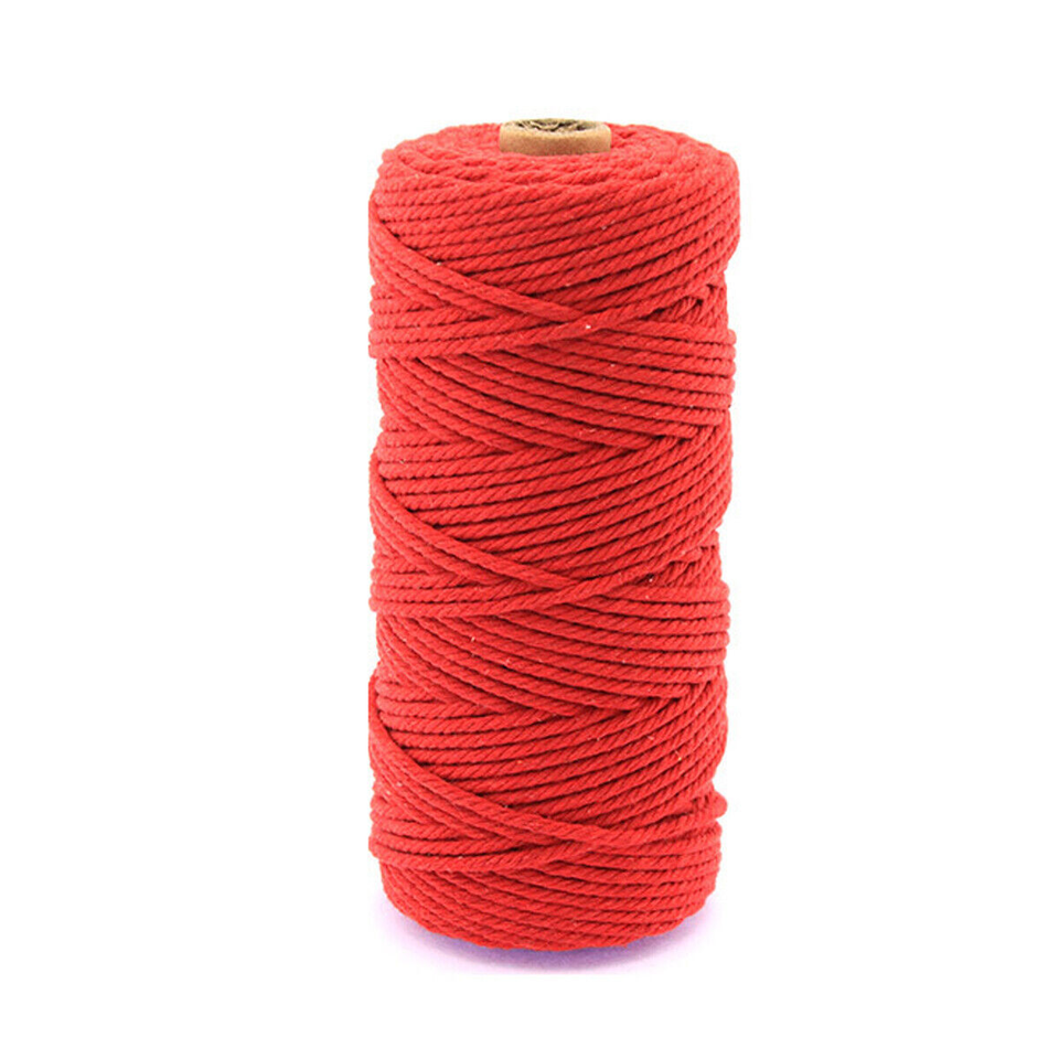 Usaf Red Rope 100M 3Mm Natural Cotton String Twisted Cord Craft Macrame Artisan Rope ...