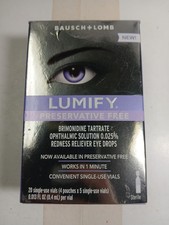 Lumify Preservative Free Redness Reliever Eye Drops 20 Single Use Vials Exp 8/27