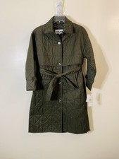 DKNY quilted belted trench coat hemlock green...