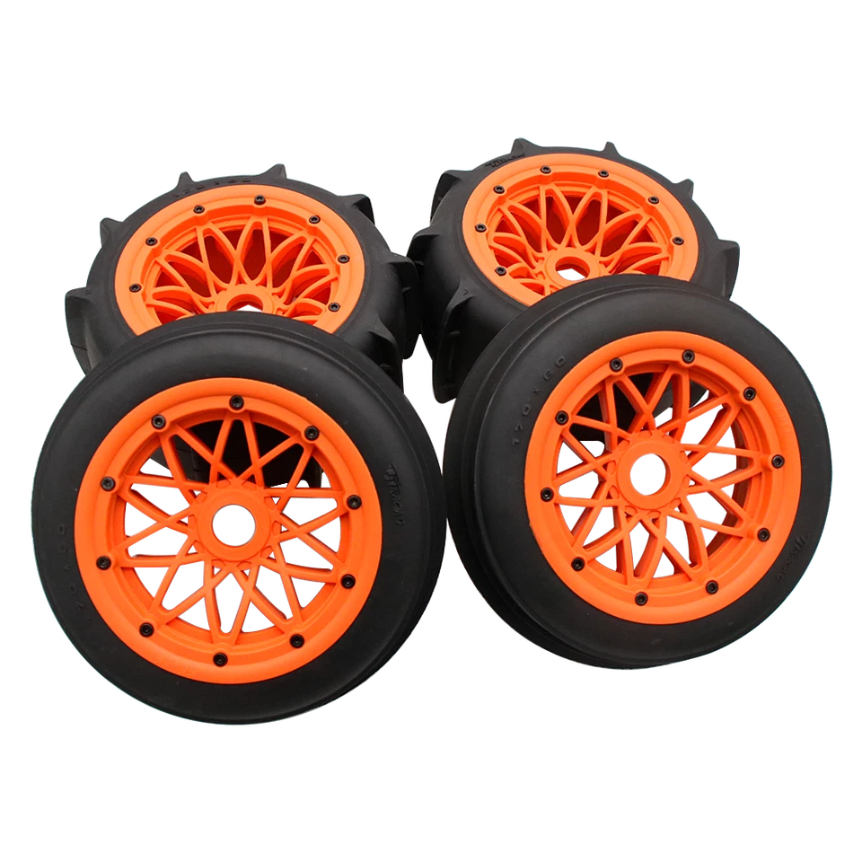Desert Sand Front Rear Wheel Tires w/ Nylon Rims For RC 1/5 HPI Rovan Baja 5B SS - Image 2 of 4