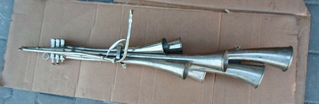 Very Rare Fanfare Signal Horn Trumpet 8 Pipes 3 Valves Germany DDR - TO RESTORE