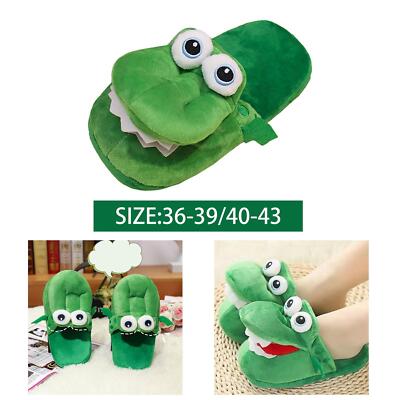 Krokodil Hausschuhe Pantoletten Schuhe flauschig pelzig rutschfest warm Cartoon gemütlich Zuhause