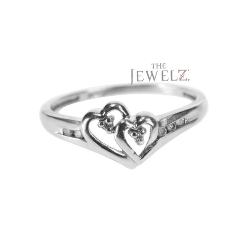 14K Gold 0.08 CT VS/F-G Diamond Heart Design Wedding Ring - The Jewelz - Picture 3 of 4
