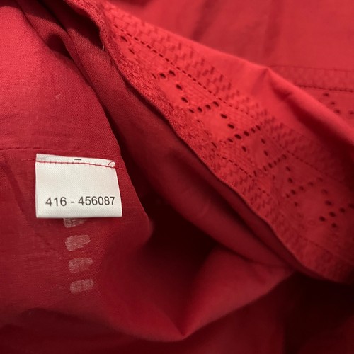 LOFT Eyelet Dress Women Size XL Outlet Red 3/4 Flare Bell Sleeves Cotton Mini - Picture 4 of 14