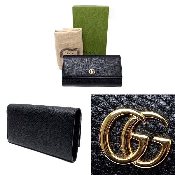 Gucci 456116 Long Wallet Double G Leather Continental