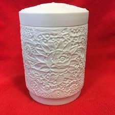 Rosenthal Crisp Matte White Bisque Jar w/Lid Lace Pattern Embossed - Rare