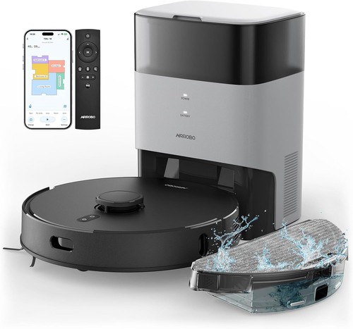 AIRROBO Robot Vacuum and Mop,60-Day Capacity,Self-Emptying,Home Mapping,Alexa - Picture 2 of 12