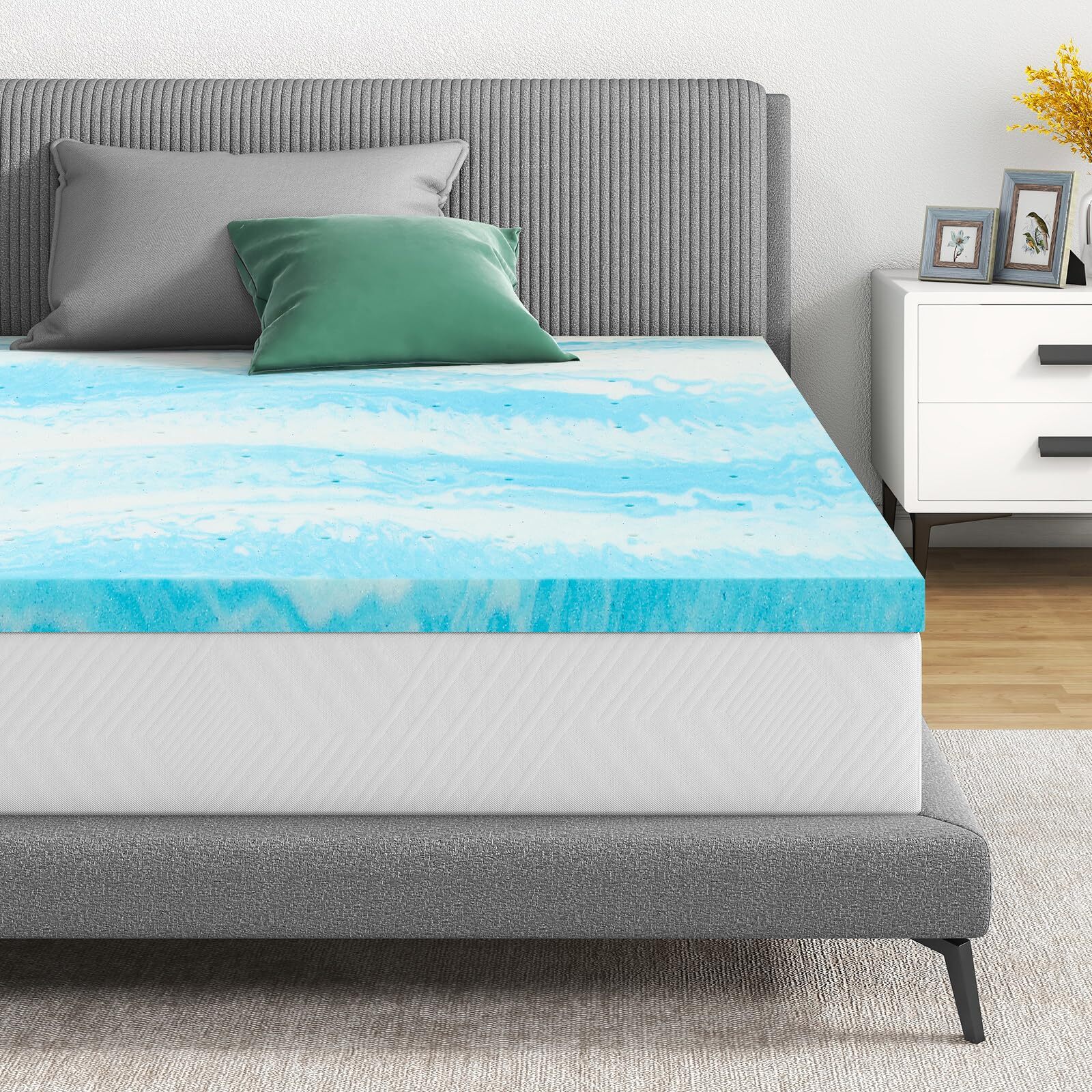 Mattress Topper, 2 Inch Infused Memory Foam Mattress Topper, King-image