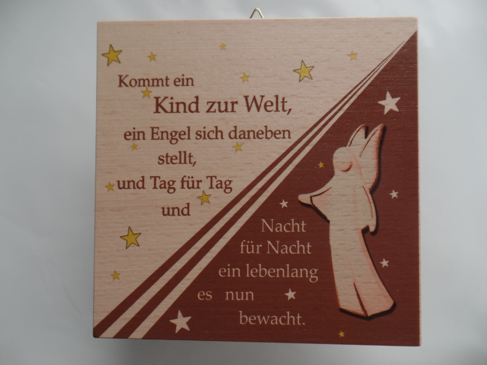 Holz, Spruchtafel Taufgeschenk, Geschenk zur Hl. Taufe Schutzengel Bild